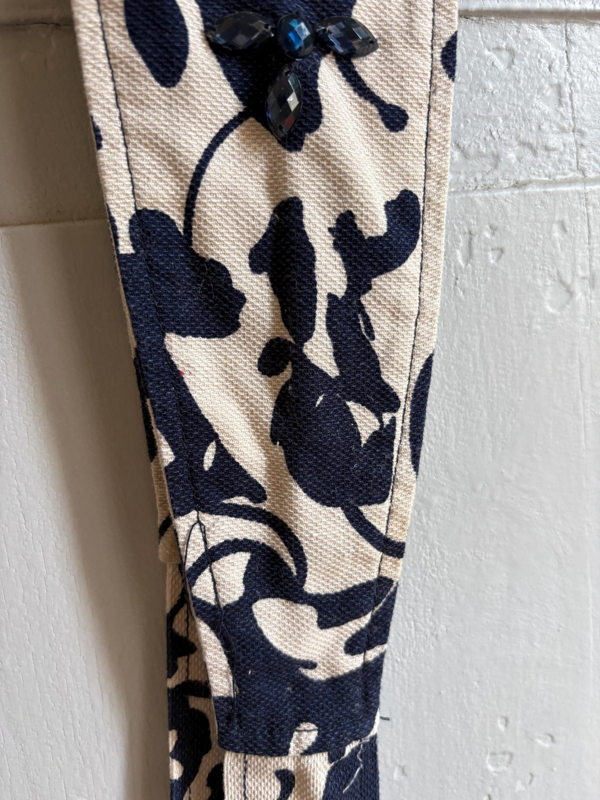 Vintage Embellished Wide Waist Belt | Blue & White Floral Sash Belt | Beaded Statement Obi Wrap