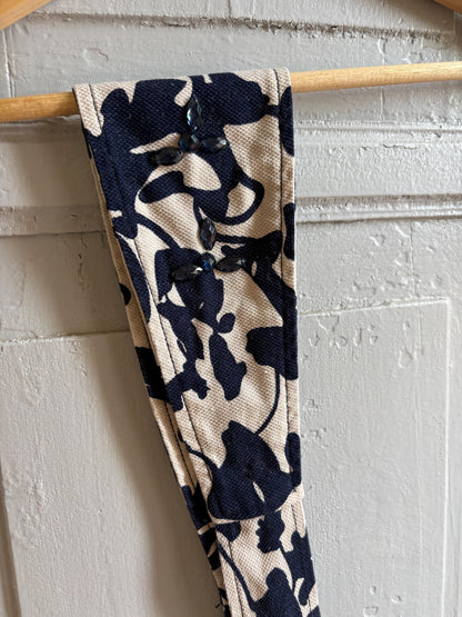 Vintage Embellished Wide Waist Belt | Blue & White Floral Sash Belt | Beaded Statement Obi Wrap