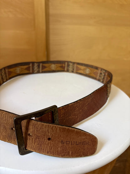 Boho Genuine Leather Woven Belt | Handwoven Western Festival Belt | Rustic Brown | 100 cm