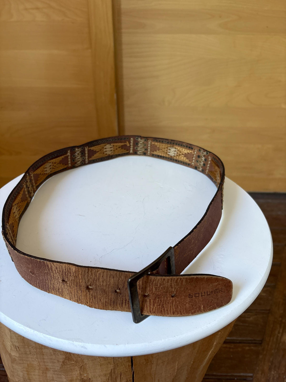 Boho Genuine Leather Woven Belt | Handwoven Western Festival Belt | Rustic Brown | 100 cm
