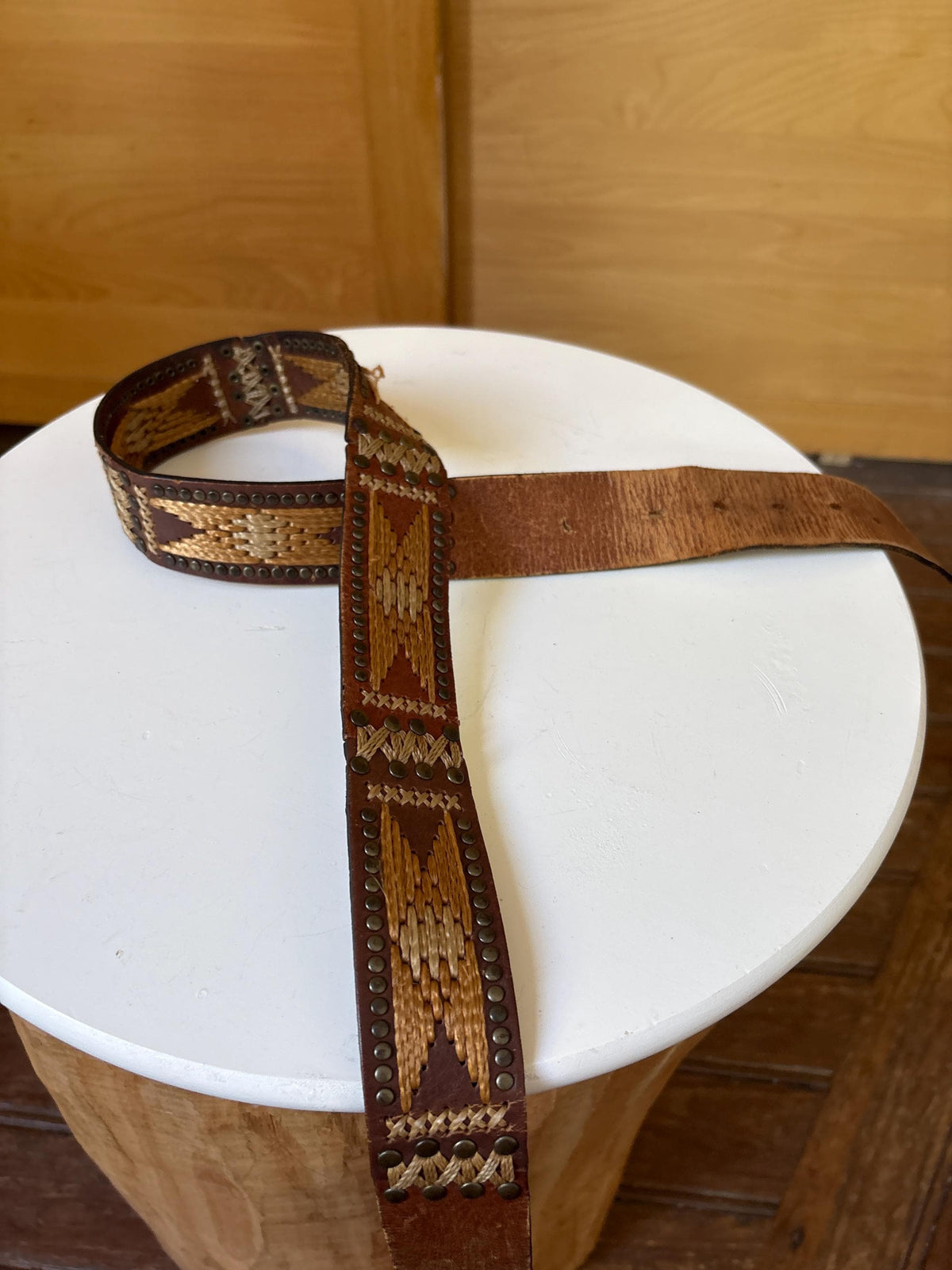 Boho Genuine Leather Woven Belt | Handwoven Western Festival Belt | Rustic Brown | 100 cm
