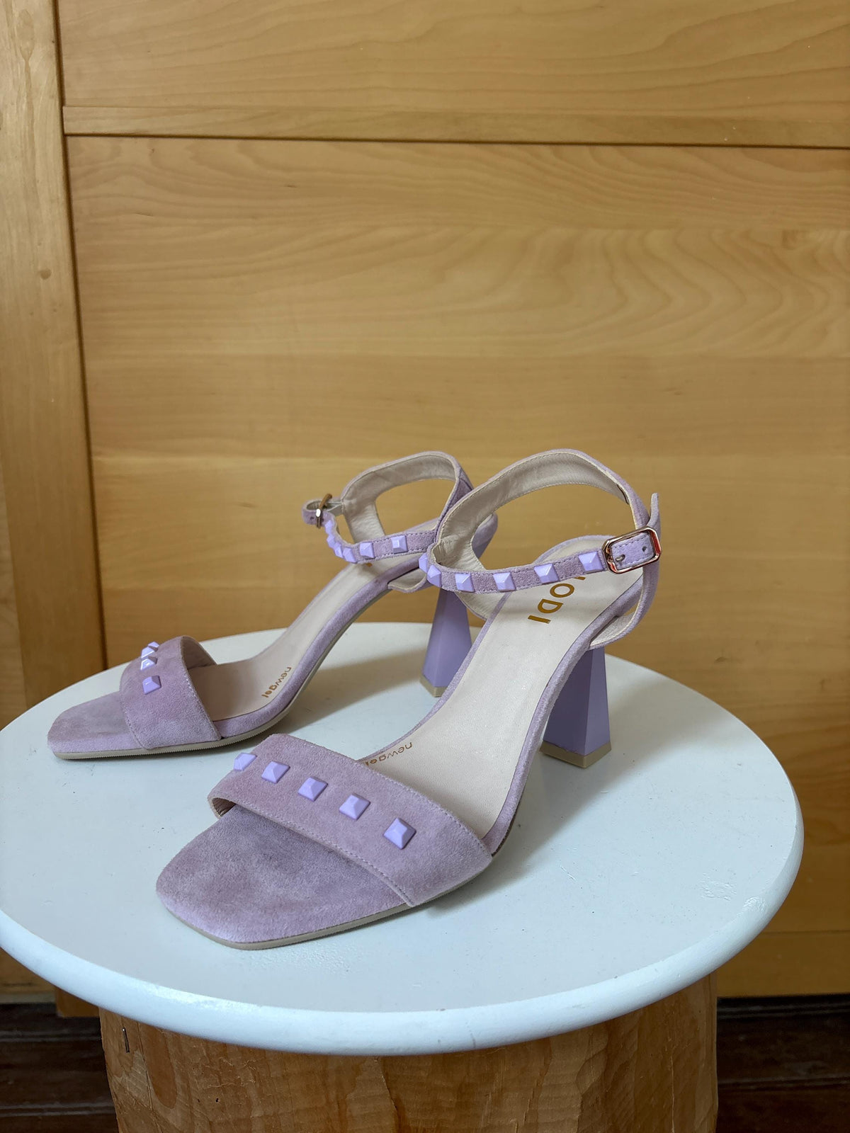 Lavender Suede Studded Heels