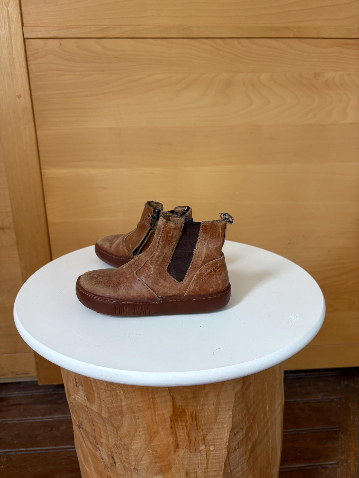 Pom d’Api Kids Leather Ankle Boots EU 26 | Cognac Brown Chelsea Boots | Preloved Children’s Shoes