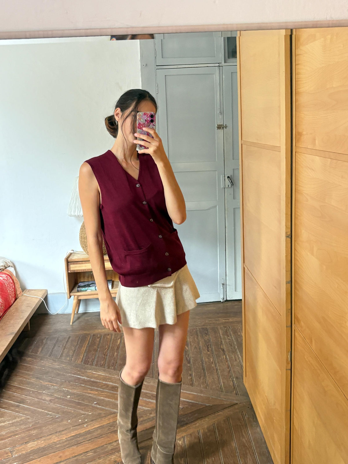 Luxe Wool blend Waistcoat | New With Tags | Burgundy | Made in Spain | Italian Fabric