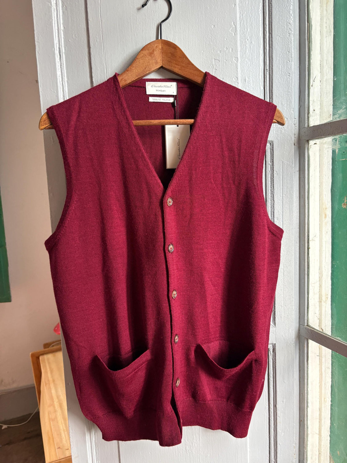 Luxe Wool blend Waistcoat | New With Tags | Burgundy | Made in Spain | Italian Fabric