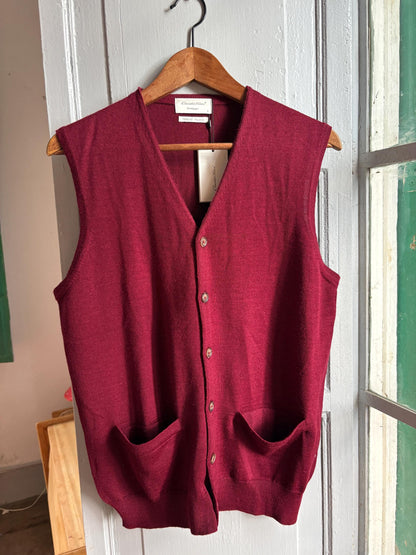 Luxe Wool blend Waistcoat | New With Tags | Burgundy | Made in Spain | Italian Fabric