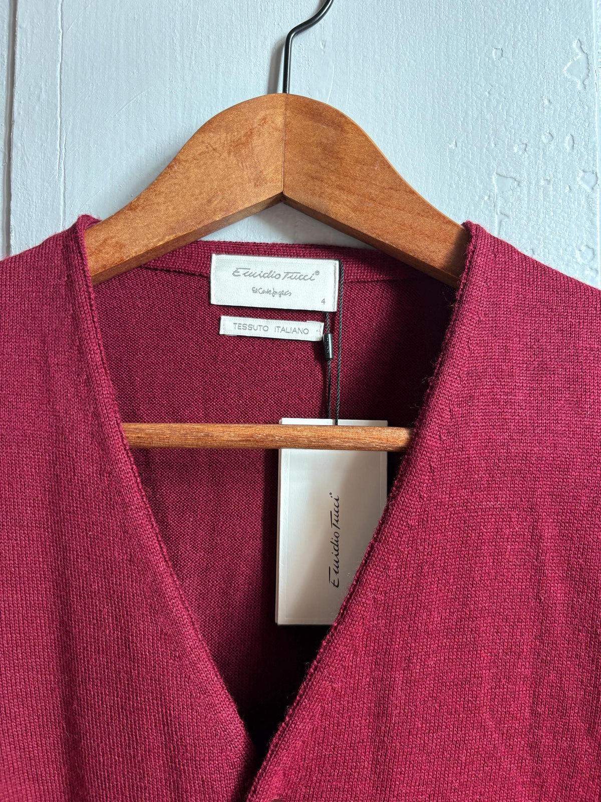 Luxe Wool blend Waistcoat | New With Tags | Burgundy | Made in Spain | Italian Fabric