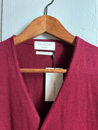 Luxe Wool blend Waistcoat | New With Tags | Burgundy | Made in Spain | Italian Fabric