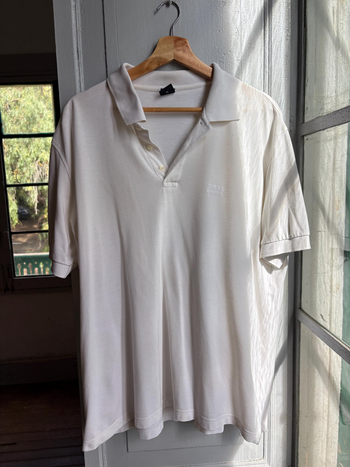 BOSS Hugo Boss White Pima Cotton Polo Shirt XL | Men’s Designer Logo Polo | Relaxed Preppy Shirt