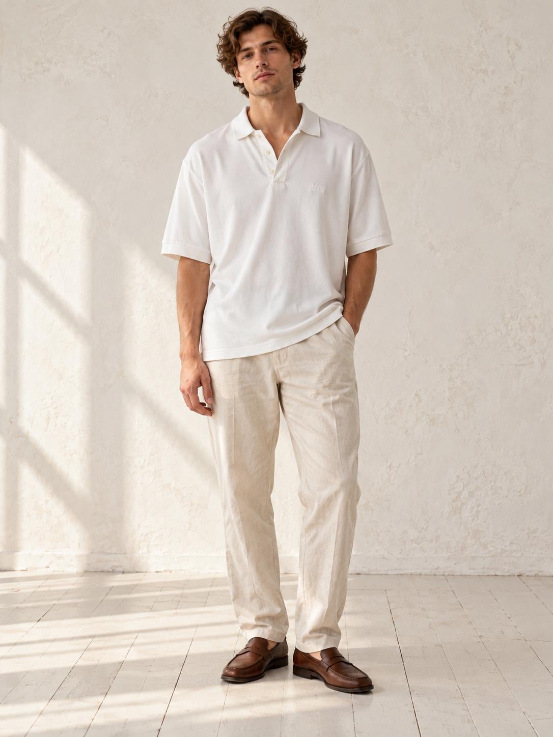 BOSS Hugo Boss White Pima Cotton Polo Shirt XL | Men’s Designer Logo Polo | Relaxed Preppy Shirt