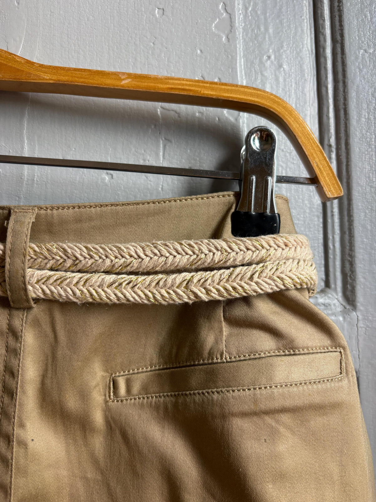 Morgan de Toi Beige High-Waist Skirt EU 36 | Belted Button-Front Utility Mini | French Y2K Safari Style