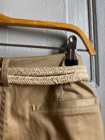Morgan de Toi Beige High-Waist Skirt EU 36 | Belted Button-Front Utility Mini | French Y2K Safari Style
