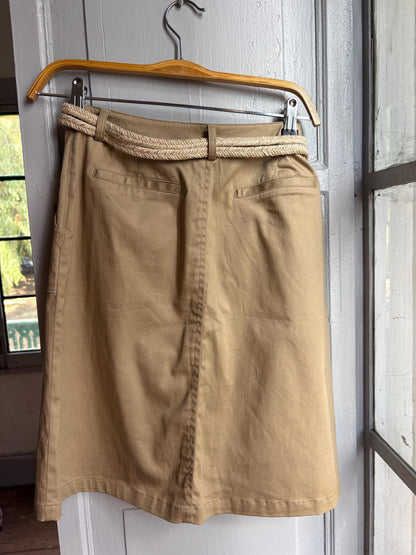 Morgan de Toi Beige High-Waist Skirt EU 36 | Belted Button-Front Utility Mini | French Y2K Safari Style