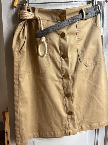 Morgan de Toi Beige High-Waist Skirt EU 36 | Belted Button-Front Utility Mini | French Y2K Safari Style