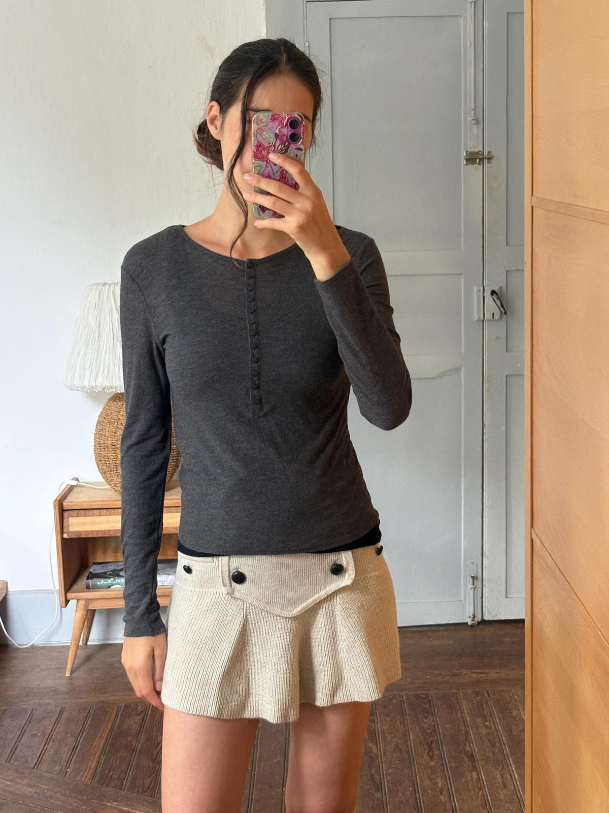 Dark Grey Modal Wool Layered Top — additional view 8