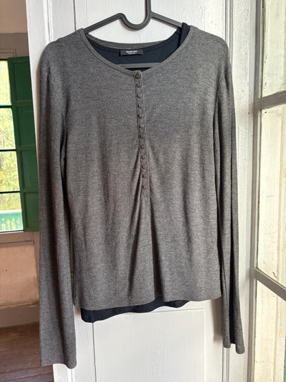 Dark Grey Modal Wool Layered Top — fabric close-up