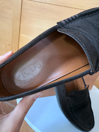 Tod’s Dark Brown Suede Loafers EU 36 | Italian Designer Penny Loafers with Vibram Sole | Original Box