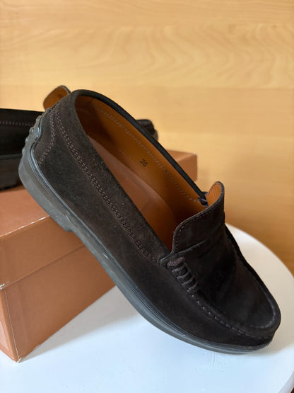 Tod’s Dark Brown Suede Loafers EU 36 | Italian Designer Penny Loafers with Vibram Sole | Original Box