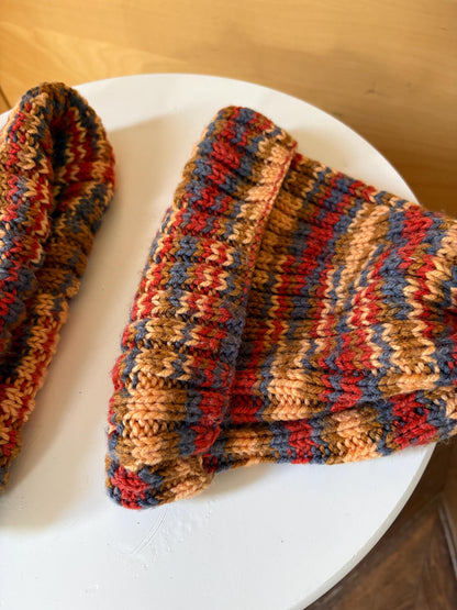 Hand-Knitted Beanie and Neck Warmer Set | Multicolour Grandma-Made Winter Accessories | One-of-a-Kind Knit Gift