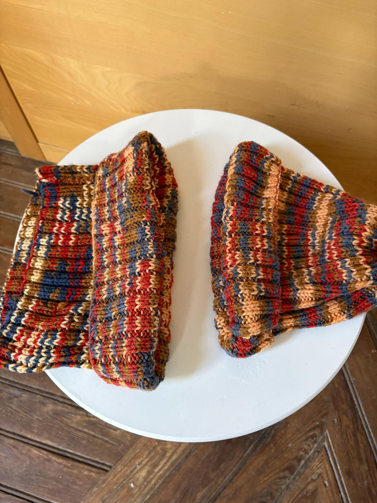 Hand-Knitted Beanie and Neck Warmer Set | Multicolour Grandma-Made Winter Accessories | One-of-a-Kind Knit Gift