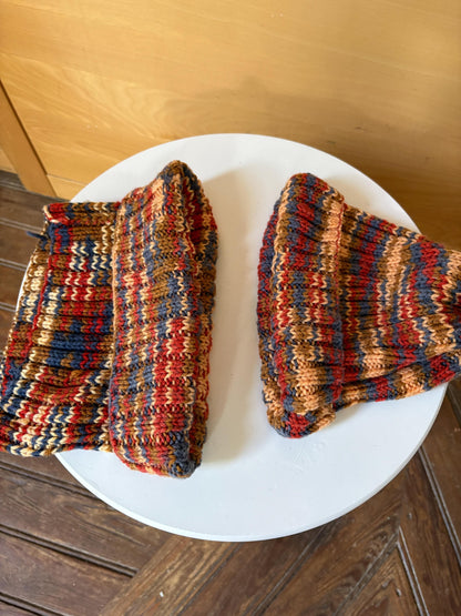 Hand-Knitted Beanie and Neck Warmer Set | Multicolour Grandma-Made Winter Accessories | One-of-a-Kind Knit Gift