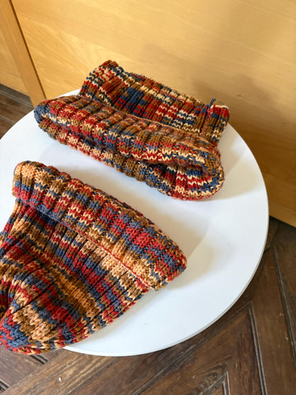 Hand-Knitted Beanie and Neck Warmer Set | Multicolour Grandma-Made Winter Accessories | One-of-a-Kind Knit Gift