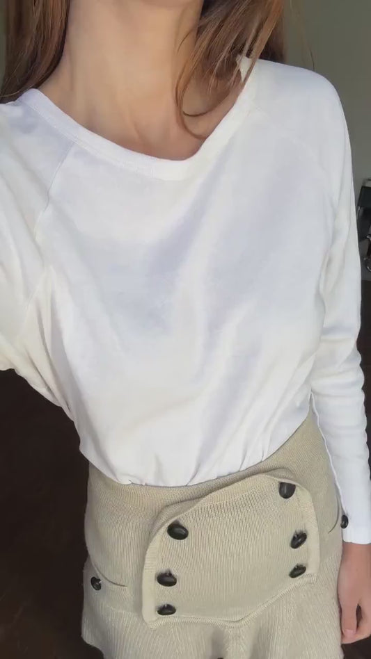 Vintage white See by Chloé long sleeve shirt, Luxury open crochet work secondhand branded woman fashion, Elegant white shirt