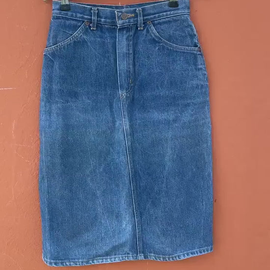 Vintage High Waist Denim Skirt by Rifle, Classic Blue Jean Skirt, 80s 90s Fashion, Size Small