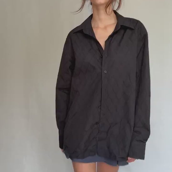 Vintage black quilted shirt, L