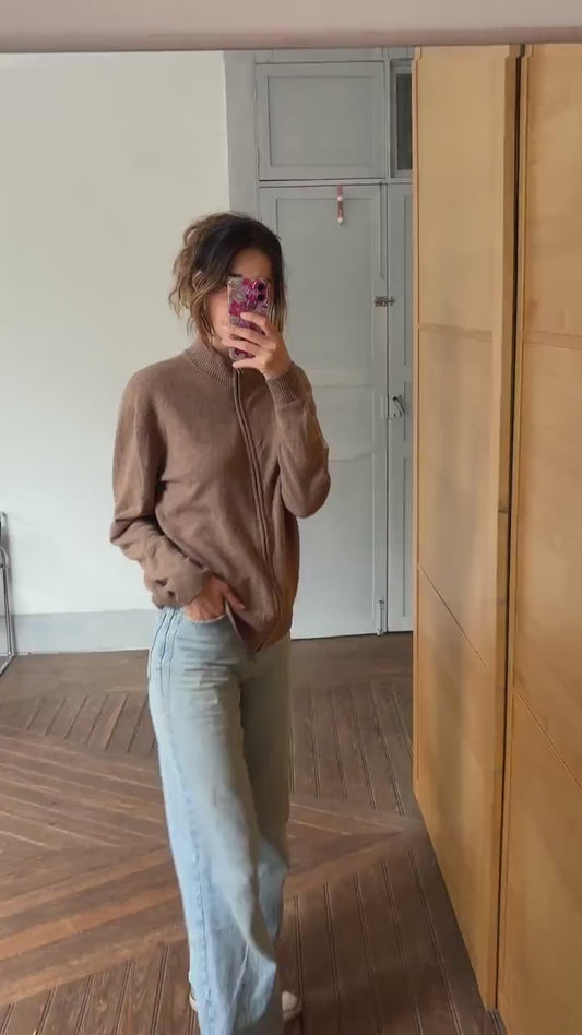 Vintage 100% Lambswool Zip-Up Cardigan – Soft & Timeless