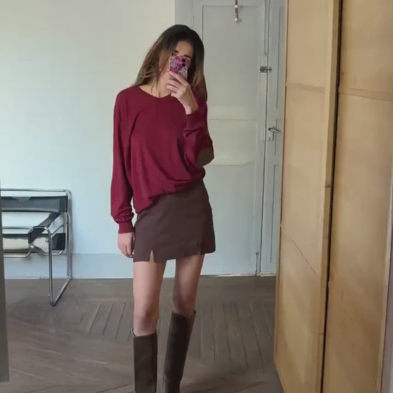 Massimo Dutti Cashmere Silk Blend Jumper – Deep Red Oversized Vintage Pullover (XL-XXL)