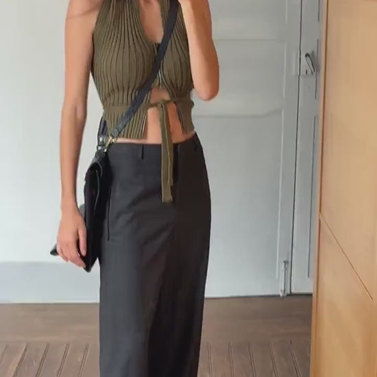 Vintage rene lezard luxury trousers, unworn with tags, wool wide leg pants high rise tailored office wear,