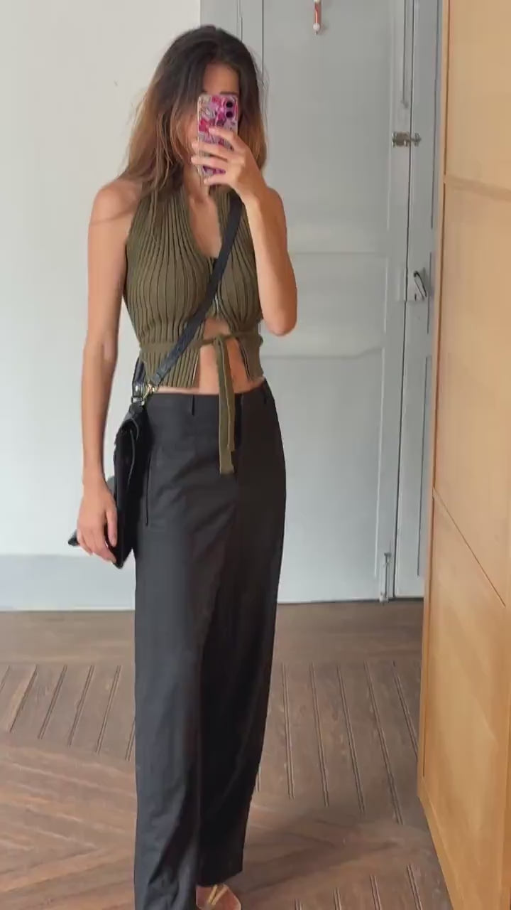 Vintage rene lezard luxury trousers, unworn with tags, wool wide leg pants high rise tailored office wear,