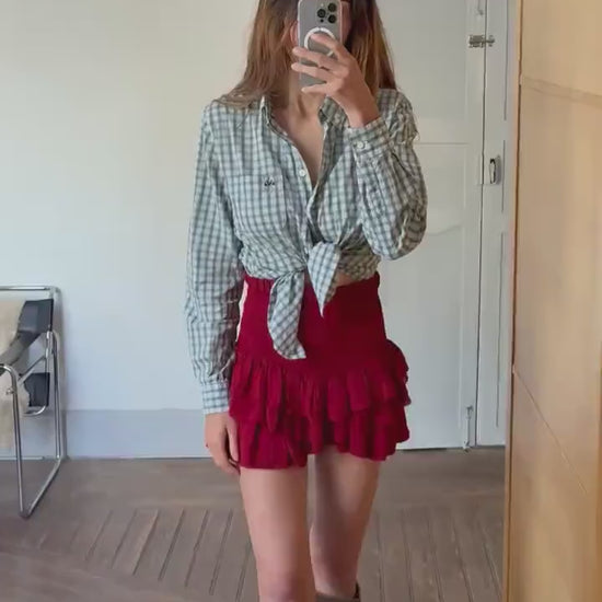 Vintage Thomas Burberry Check Shirt | Green & White 100% Cotton Button-Up | Size L - 44 |