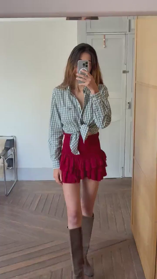 Vintage Thomas Burberry Check Shirt | Green & White 100% Cotton Button-Up | Size L - 44 |