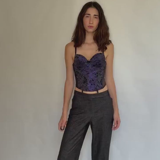 Purple sparkly bustier top, US L, Sexy Gothic edgy nightwear