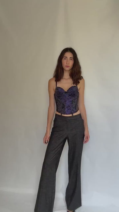 Purple sparkly bustier top, US L, Sexy Gothic edgy nightwear