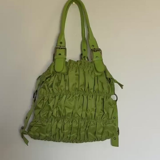 Y2K green shoulder bag, 90s inspired handbag, funky green schoolbag