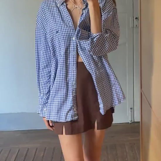 Vintage Burberry London Checkered Blue and White Shirt, Cotton button up oxford shirt