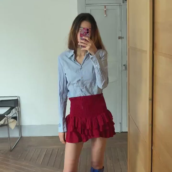 Vintage Versace Sport button down shirt, Light blue cotton long sleeve blouse, Made in Italy shirt, S