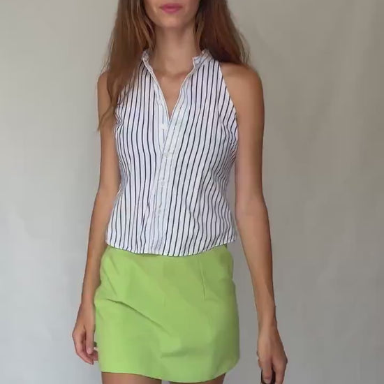 Tommy Hilfiger striped sleeveless button up shirt S / US6 – 100% cotton luxury preppy nautical summer blouse top