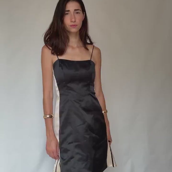 Vintage Dave & Johnny by Laura Ryner black and white slip dress – Luxury short evening dress, cute mini outfit, size 6 - S, made in USA