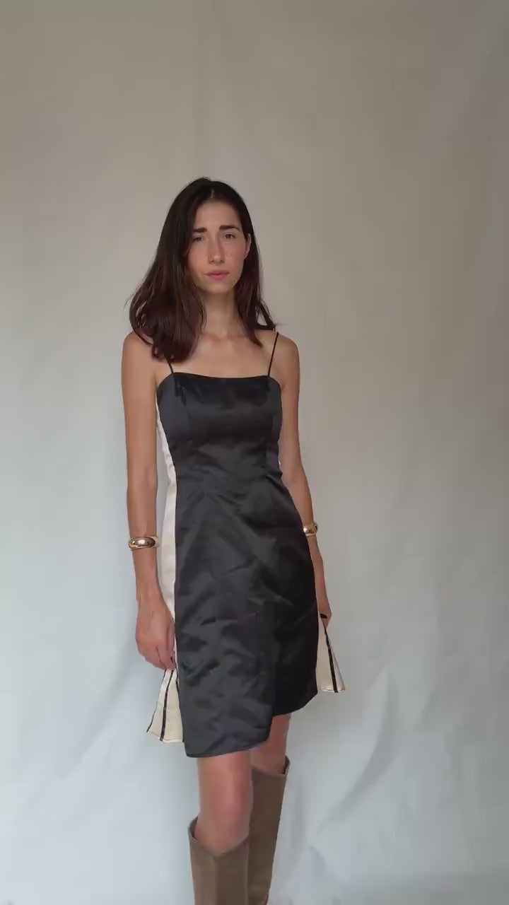 Vintage Dave & Johnny by Laura Ryner black and white slip dress – Luxury short evening dress, cute mini outfit, size 6 - S, made in USA