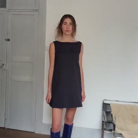 Marni Designer Mini Dress – Winter Edition 2013 | Vintage Dark Navy Sleeveless Shift Dress, Size M/L