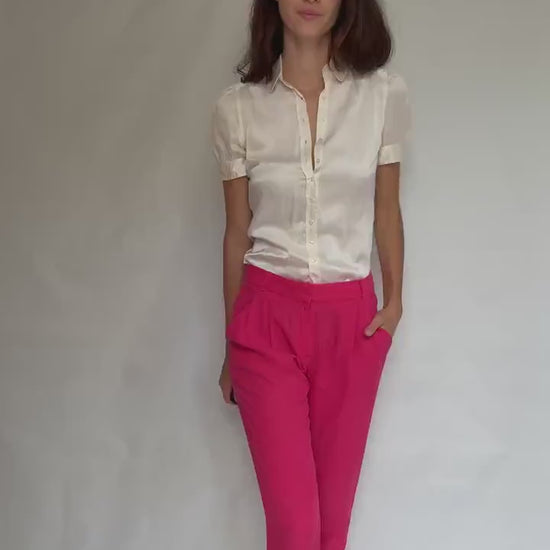 Massimo Dutti vibrant pink trousers, elegant chic,  M