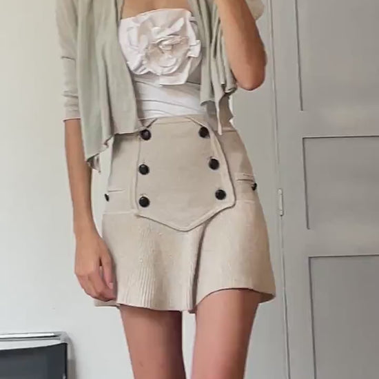 Vintage PATRIZIA PEPE light green linen vest, Elegant formal designer cardigan, Wedding guest cardigan, S