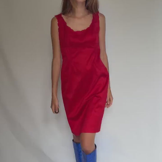 Vintage Red Alain Manoukian Dress – Chic French Designer clothing, UK 14, EU 42