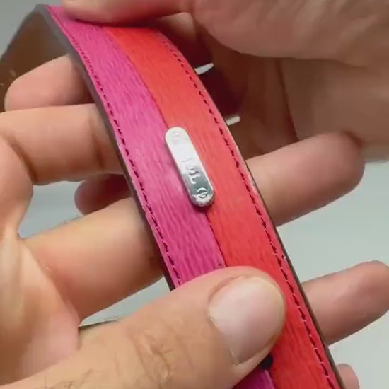 Ralph Lauren red pink leather belt, modern streetwear chic