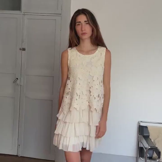 Playful White Summer Dress by Choklate Paris – French Girl Aesthetic, Lightweight Cotton Blend, Size M