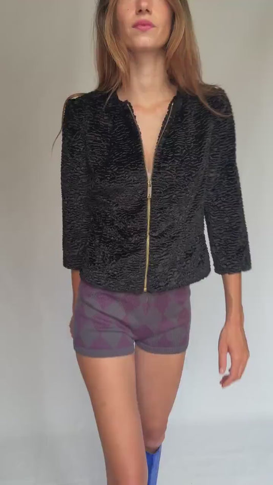 Ted Baker London textured black zip-up jacket, luxe lightweight layer with a sculptural feel – chic secondhand in great condition